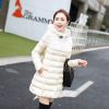 2014冬季新款女装韩版修身时尚连帽长款兔毛领水洗皮棉衣棉服外套