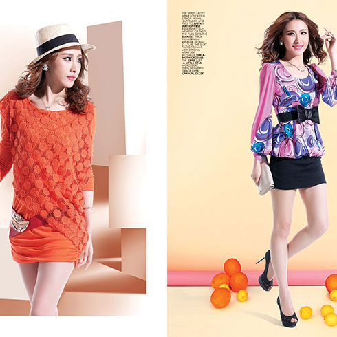 金姿莱女装产品-桔色纱网连衣裙