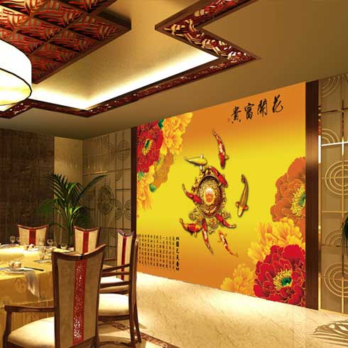 松花玉石颗粒墙艺-餐厅效果