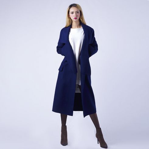 欧美2015秋冬高端长款双面羊绒呢子大衣纯手