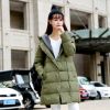 2015潮冬装女针织帽韩版羽绒服外套 宽松保暖加厚羽绒服女中长款