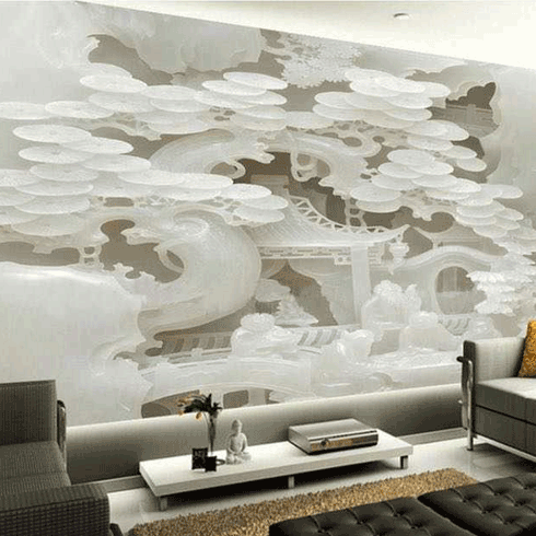 碧玺玉石建材-仿翡翠镂空雕花背景