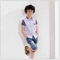 贝蕾尔童装-潮男童短袖休闲小衬衫