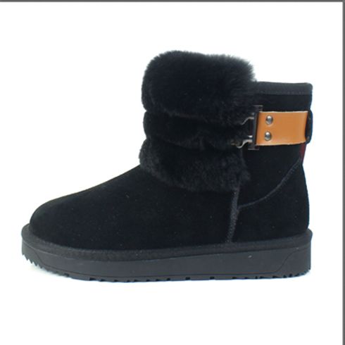 黑色冬季保暖短靴