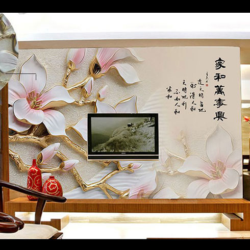 铭祺5D全屋彩印机-家和万事兴背景墙