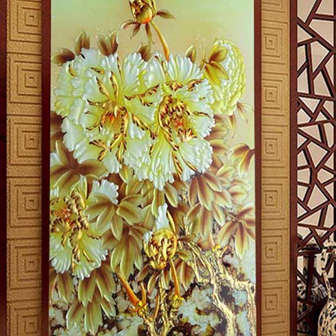 哥凡尼冰晶画工坊-金色菊花立体背景墙